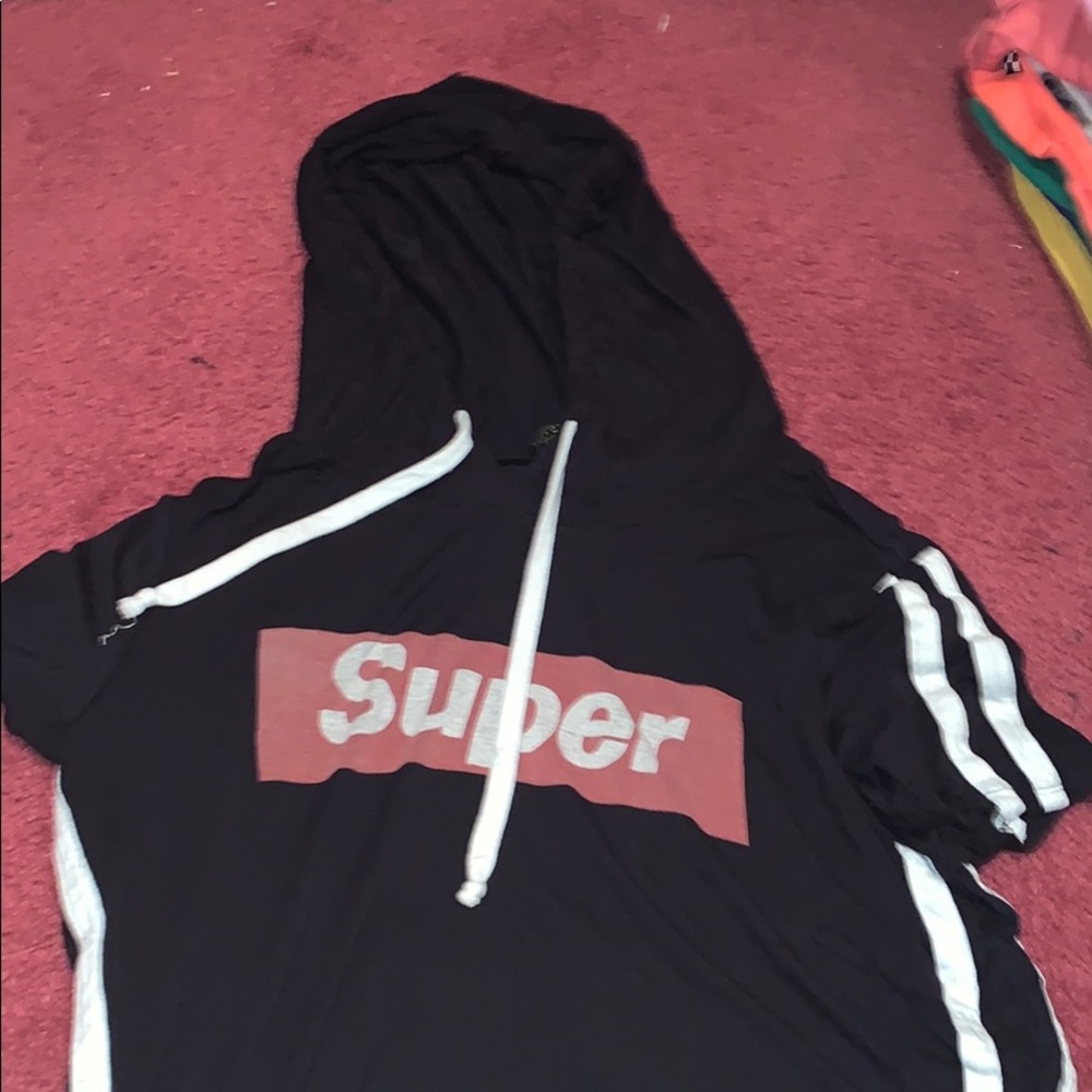 Short sleeve shirt with hoodie